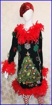 Ugly Christmas Sweater Dress Lights Up Tree