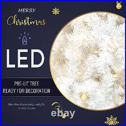 Upside Down White Christmas Tree, Xmas Tree with LED Warm Lights, Reinforced