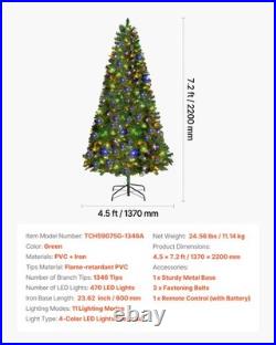VEVOR Christmas Tree 7.2ft Xmas Tree with 470 Colorful LEDs & 11 Lighting Modes