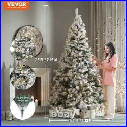 VEVOR Christmas Tree, Full Holiday Xmas Tree with LED Lights, Metal Base