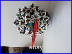 VINTAGE 20 Ceramic Christmas Tree Snow Flocked Lights Star Base Complete Works