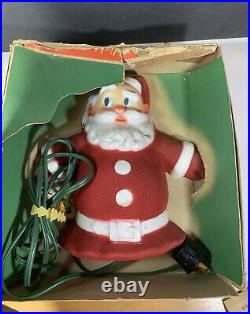VINTAGE 40'S or 50'S SANTA-GLO CLAUS TREE TOP WALL PLAQUE LIGHT CHRISTMAS