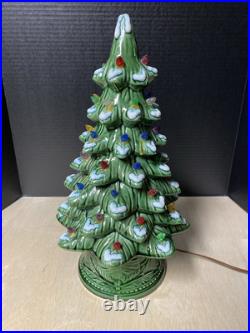 VINTAGE Roman Ceramics Green Ceramic Lighted Christmas Tree