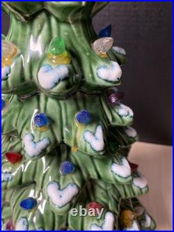 VINTAGE Roman Ceramics Green Ceramic Lighted Christmas Tree