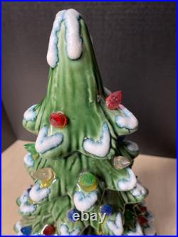 VINTAGE Roman Ceramics Green Ceramic Lighted Christmas Tree