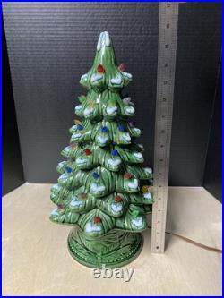 VINTAGE Roman Ceramics Green Ceramic Lighted Christmas Tree