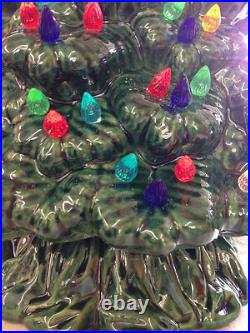 VINTAGE Style Ceramic Christmas Tree Large Sierra with lights base and bulb