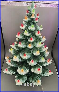 VTG Atlantic Mold 22 Ceramic Lighted Flocked Christmas Tree Musical Pls Read VTG Atlantic Mold 22 Ceramic Lighted Flocked Christmas Tree Musical Pls Read