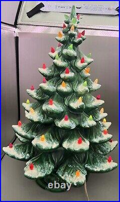 VTG Atlantic Mold 22 Ceramic Lighted Flocked Christmas Tree Musical Pls Read VTG Atlantic Mold 22 Ceramic Lighted Flocked Christmas Tree Musical Pls Read