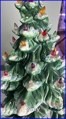 VTG Atlantic Mold 22 Ceramic Lighted Flocked Christmas Tree Musical Pls Read VTG Atlantic Mold 22 Ceramic Lighted Flocked Christmas Tree Musical Pls Read