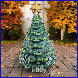 VTG Ceramic Lighted Christmas Tree Corded Multicolor with Gold Star 18 in READ VTG Ceramic Lighted Christmas Tree Corded Multicolor with Gold Star 18 in READ