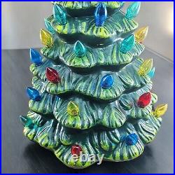 VTG Ceramic Lighted Christmas Tree Corded Multicolor with Gold Star 18 in READ VTG Ceramic Lighted Christmas Tree Corded Multicolor with Gold Star 18 in READ