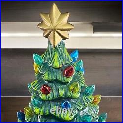 VTG Ceramic Lighted Christmas Tree Corded Multicolor with Gold Star 18 in READ VTG Ceramic Lighted Christmas Tree Corded Multicolor with Gold Star 18 in READ