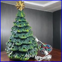 VTG Ceramic Lighted Christmas Tree Corded Multicolor with Gold Star 18 in READ VTG Ceramic Lighted Christmas Tree Corded Multicolor with Gold Star 18 in READ