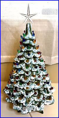 VTG Light Up Ceramic Christmas Tree LG 21.5 inches Green Star Base Holland Mold VTG Light Up Ceramic Christmas Tree LG 21.5 inches Green Star Base Holland Mold