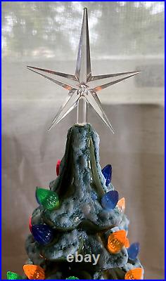 VTG Light Up Ceramic Christmas Tree LG 21.5 inches Green Star Base Holland Mold VTG Light Up Ceramic Christmas Tree LG 21.5 inches Green Star Base Holland Mold