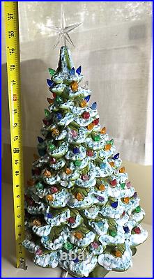 VTG Light Up Ceramic Christmas Tree LG 21.5 inches Green Star Base Holland Mold VTG Light Up Ceramic Christmas Tree LG 21.5 inches Green Star Base Holland Mold