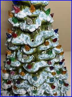 VTG Light Up Ceramic Christmas Tree LG 21.5 inches Green Star Base Holland Mold VTG Light Up Ceramic Christmas Tree LG 21.5 inches Green Star Base Holland Mold