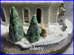 VTG RARE MCM Ceramic Mold Flocked Christmas Scene Church Tree Critters Lights
