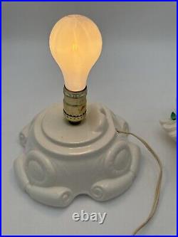 VTG White withGreen Bulb Atlantic Mold Ceramic Lighted Christmas Tree withBase 18