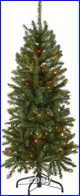 Vibrant 4.5ft Slim Fir Christmas Tree 150 Multicolor Lights