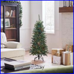 Vibrant 4.5ft Slim Fir Christmas Tree 150 Multicolor Lights