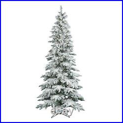 Vickerman Slim Utica 6.5 Foot Flocked Artificial Christmas Tree with White Light