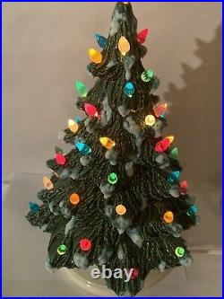 Vintage 16 Inch Ceramic Lighted Christmas Tree Presents RARE