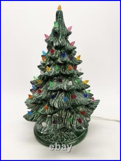 Vintage 16 Tall 2 Pc. Ceramic Lighted Christmas Tree Works