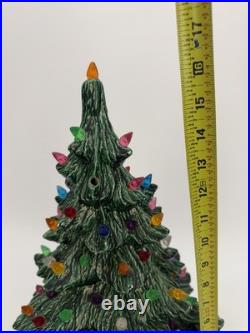 Vintage 16 Tall 2 Pc. Ceramic Lighted Christmas Tree Works