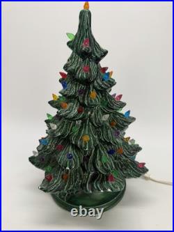 Vintage 16 Tall 2 Pc. Ceramic Lighted Christmas Tree Works