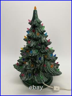 Vintage 16 Tall 2 Pc. Ceramic Lighted Christmas Tree Works