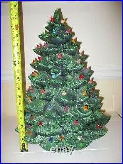 Vintage 18h 14w Double Lighted IMMENSE Ceramic Christmas Tree LARGE & HEAVY