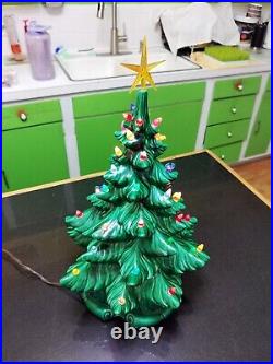 Vintage 1970's Atlantic Mold 18 Lighted Ceramic Christmas Tree With Base Extras Vintage 1970's Atlantic Mold 18 Lighted Ceramic Christmas Tree With Base Extras