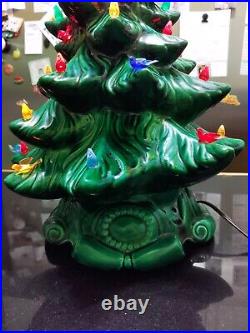 Vintage 1970's Atlantic Mold 18 Lighted Ceramic Christmas Tree With Base Extras Vintage 1970's Atlantic Mold 18 Lighted Ceramic Christmas Tree With Base Extras