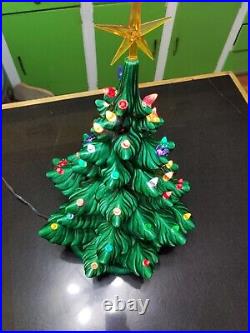 Vintage 1970's Atlantic Mold 18 Lighted Ceramic Christmas Tree With Base Extras Vintage 1970's Atlantic Mold 18 Lighted Ceramic Christmas Tree With Base Extras