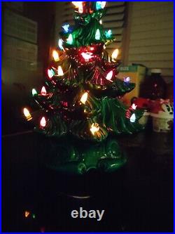 Vintage 1970's Atlantic Mold 18 Lighted Ceramic Christmas Tree With Base Extras Vintage 1970's Atlantic Mold 18 Lighted Ceramic Christmas Tree With Base Extras