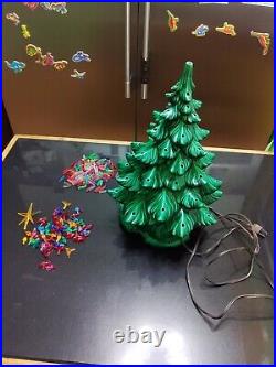 Vintage 1970's Atlantic Mold 18 Lighted Ceramic Christmas Tree With Base Extras Vintage 1970's Atlantic Mold 18 Lighted Ceramic Christmas Tree With Base Extras