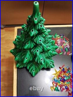 Vintage 1970's Atlantic Mold 18 Lighted Ceramic Christmas Tree With Base Extras Vintage 1970's Atlantic Mold 18 Lighted Ceramic Christmas Tree With Base Extras