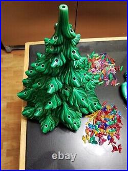 Vintage 1970's Atlantic Mold 18 Lighted Ceramic Christmas Tree With Base Extras Vintage 1970's Atlantic Mold 18 Lighted Ceramic Christmas Tree With Base Extras