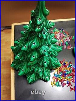 Vintage 1970's Atlantic Mold 18 Lighted Ceramic Christmas Tree With Base Extras Vintage 1970's Atlantic Mold 18 Lighted Ceramic Christmas Tree With Base Extras