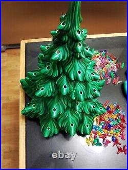 Vintage 1970's Atlantic Mold 18 Lighted Ceramic Christmas Tree With Base Extras Vintage 1970's Atlantic Mold 18 Lighted Ceramic Christmas Tree With Base Extras