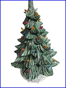 Vintage 1970's Large Ceramic Mold Lighted Christmas Tree 18
