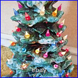 Vintage 1972 Byron Mold 21 Christmas Tree Ceramic Multicolor Lighted Evergreen