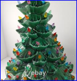 Vintage 1976 Lighted Ceramic Christmas Tree 18 With Base & Bulb BEAUTIFUL Clean