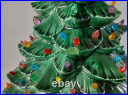 Vintage 1976 Lighted Ceramic Christmas Tree 18 With Base & Bulb BEAUTIFUL Clean
