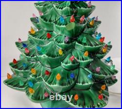 Vintage 1976 Lighted Ceramic Christmas Tree 18 With Base & Bulb BEAUTIFUL Clean