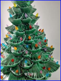 Vintage 1976 Lighted Ceramic Christmas Tree 18 With Base & Bulb BEAUTIFUL Clean