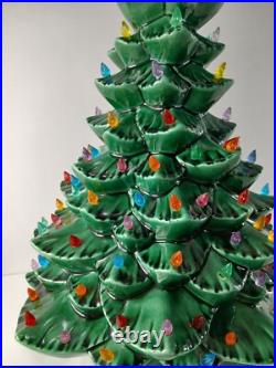 Vintage 1976 Lighted Ceramic Christmas Tree 18 With Base & Bulb BEAUTIFUL Clean