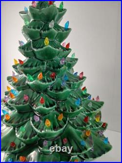 Vintage 1976 Lighted Ceramic Christmas Tree 18 With Base & Bulb BEAUTIFUL Clean